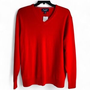 Daniel Cremieux Mens XL Cherry Red V-Neck 100% Luxury Cashmere Pullover‎ NWT